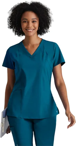 Camiseta BARCO ONE para mujer con 4 bolsillos, cuello en V, camiseta sanitaria elástica por los 4 lados