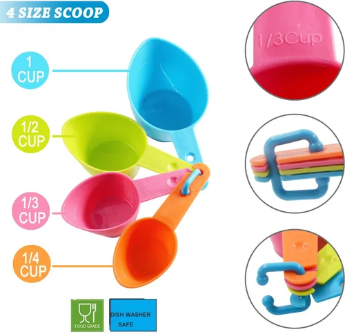 Miniatura 2 de HINMAY Juego de cucharas medidoras de plástico para alimentos de mascotas, para perros, gatos y aves (color aleatorio)