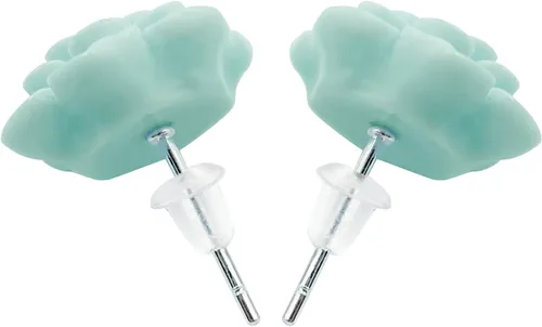 Miniatura 3 de Aretes de suculentas hechos a mano de 13 mm, hipoalergénicos, con poste de plata de ley 925, aretes de cerámica blanda con resina para mujer