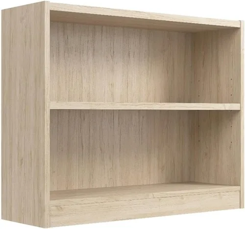 Pemberly Row Librería pequeña de 2 estantes en olmo natural, madera de ingeniería Blanco puro