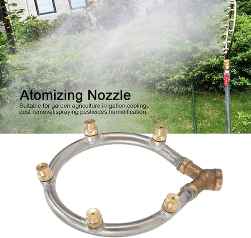 Miniatura 3 de Boquilla atomizadora, rosca hembra G1/4 pulgadas, 5 cabezales, riego circular ajustable, nebulización, para riego de jardín