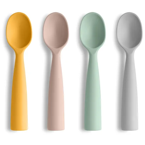 Vicloon Cucharas de silicona para bebés – 4 piezas de primera etapa para bebés, ultra duraderas y a prueba de masticación, utensilios para bebés