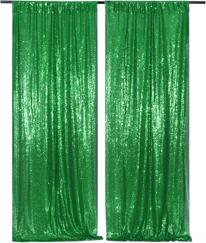 Miniatura 11 de Poise3EHome Cortinas de Fondo de Lentejuelas Verde Azulado, 4 PCS Paneles de Lentejuelas de 3FT x 8FT para Telón de Fondo, Cortinas de Fondo