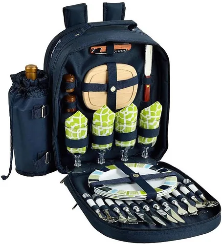 Miniatura 5 de Picnic at Ascot - Mochila de picnic para 4 personas con refrigerador y soporte aislado para vino - Tweed oliva oliva (Olive Tweed)