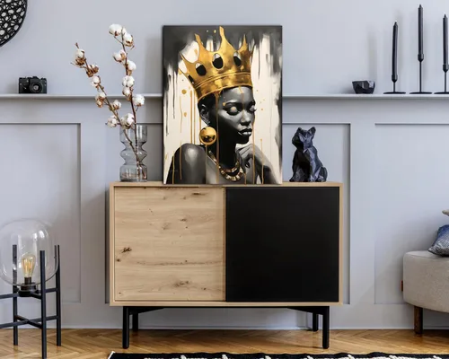Miniatura 129 de Arte de pared afroamericano, decoración de rey y reina bailarín negro para sala de estar, arte de pareja de amor negro para dormitorio, lienzo
