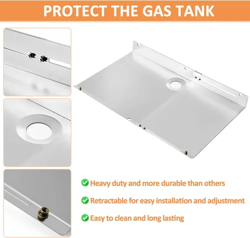 Miniatura 5 de AJinTeby Bandeja de grasa de gas para parrilla de repuesto para quemador Charbroil 3/4, protector térmico de grasa ajustable para Charbroil Gas2coal