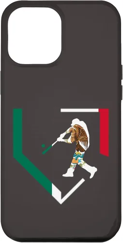 Funda para iPhone 12 Pro Max Mexico High School Baseball Player Mexican Flag Home Plate Case