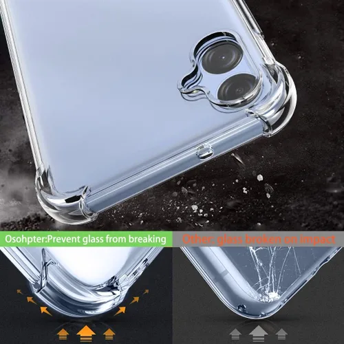 Miniatura 4 de Osophter Para Samsung Galaxy A04E Caso: Transparente Transparente Con Protector De Pantalla TPU Absorción De Golpes Flexible Cubierta Del Teléfono