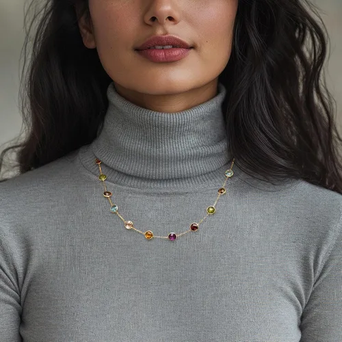 Miniatura 2 de Ross-Simons 13.80 ct. t.w. Bezel-Set Multi-Gemstone Station Necklace in 14kt Yellow Gold