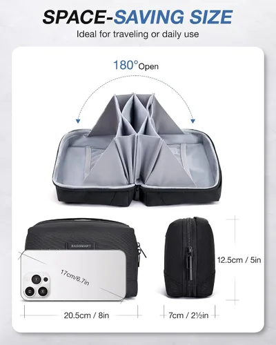 Miniatura 6 de BAGSMART Bolsa organizadora de electrónica, pequeña bolsa organizadora de tecnología de viaje para artículos esenciales de viaje, bolsa organizadora