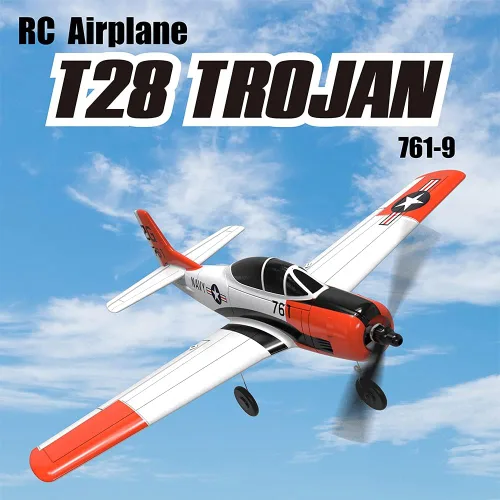 Miniatura 2 de Volantexrc - Avión RC de 2.4 GHz, control remoto de 4 canales, con avión Aileron T28 Trojan Parkflyer RC, listo para volar con sistema