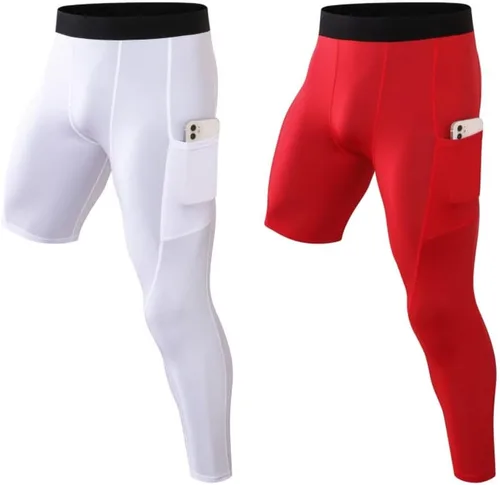 Miniatura 22 de Pantalones de compresión para hombre, mallas de compresión de una pierna para baloncesto, capri 3/4, leggings atléticos, capa base de secado fresco