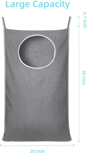 Miniatura 2 de KEEPJOY Bolsa colgante para cesta de lavandería con 2 tipos diferentes de ganchos, tamaño 20 x 30 pulgadas, bolsa de almacenamiento para ropa sucia