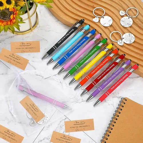 Miniatura 2 de Lincia Juego de 20 bolígrafos de regalo de agradecimiento, 20 bolígrafos inspiradores, 20 llaveros de acero inoxidable y 20 bolsas de organza, 20