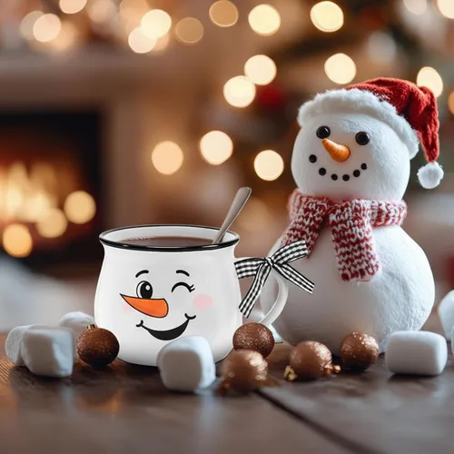 Miniatura 7 de Zubebe Juego de 6 tazas de café de cerámica de invierno con cintas de asa, juego de tazas de café de 12 onzas, taza de cacao caliente, regalo