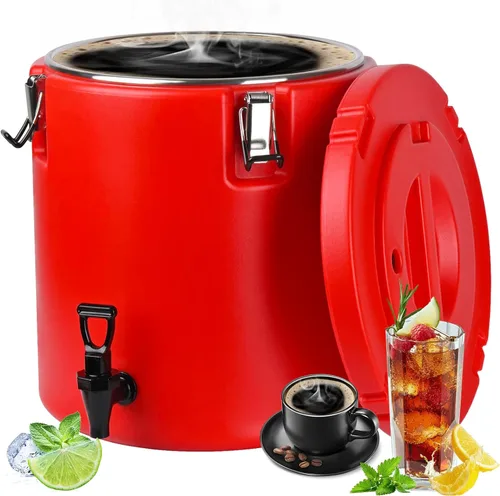 Dispensador de bebidas aislado de 8 galones, dispensador comercial de bebidas frías y calientes con interior de acero inoxidable 304 y boquilla,