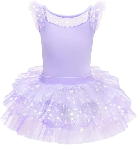 IDOPIP Vestido de baile de ballet con falda tutú con lentejuelas y lentejuelas con volantes vestido de baile de bailarina y bailarina