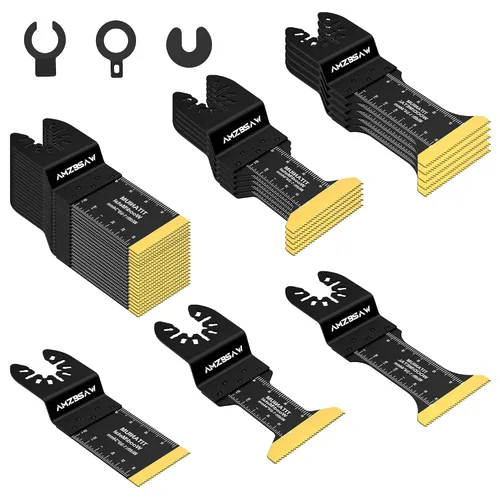 Miniatura 9 de AMZBSAW 22 Piezas Cuchillas Oscilantes de Titanio para Multiherramienta para Corte de Metal, Hojas de Sierra Universales para Metal, Clavos