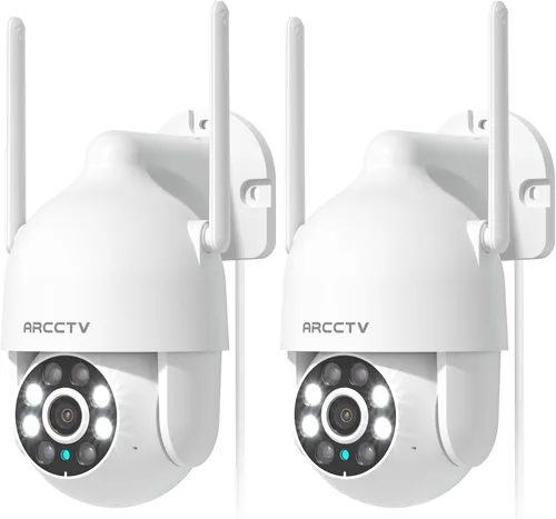 ARCCTV Cámaras de seguridad 2K para exteriores, visión panorámica de 360°, cámara de seguridad WiFi 2.4G/5G con seguimiento de movimiento, foco y