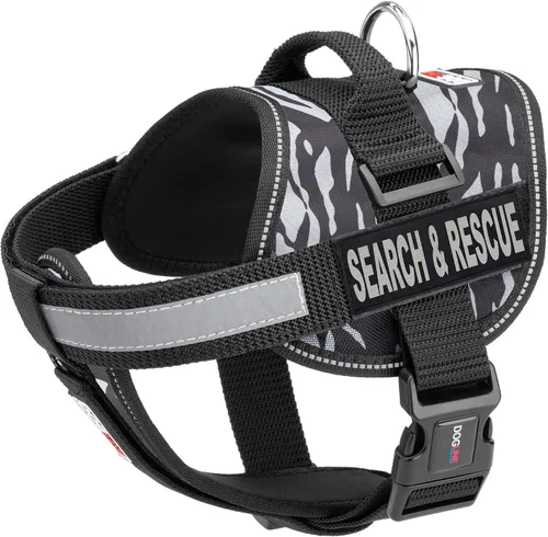 Miniatura 22 de Dogline Unimax - Arnés multiusos para perros y 2 parches extraíbles de búsqueda y rescate, pequeño, color negro