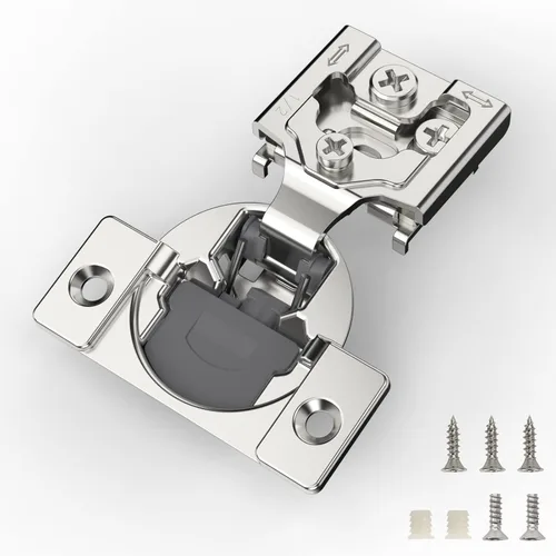 Miniatura 14 de Furniware 10 Piezas Bisagras de Gabinete de Cierre Suave Superpuestas de 1 Pulgada para Gabinete de Marco Frontal, Acero Inoxidable, Ángulo