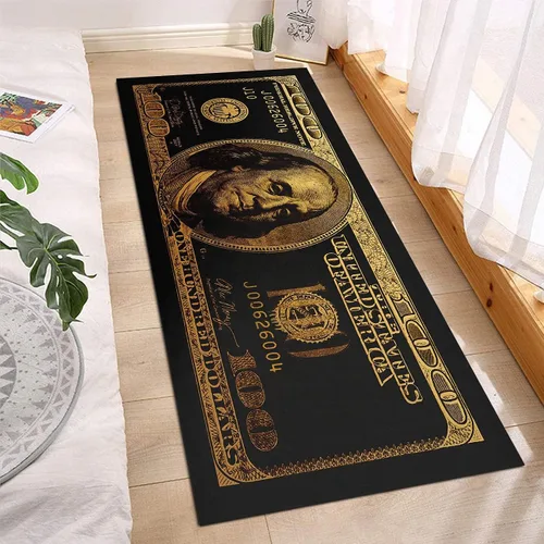 GUBIYU Alfombra de baño negra para baño, alfombra negra y dorada, alfombra de área grande, alfombra de área moderna, alfombra de piso de cien