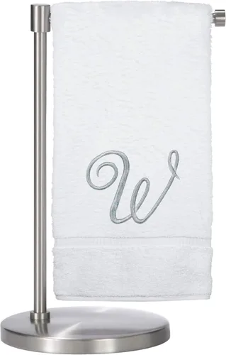 Miniatura 100 de Script R - Toalla de baño con monograma, regalo personalizado, 27 x 54 pulgadas, juego de 1 toalla bordada con texto dorado, 100% algodón turco