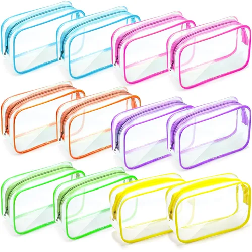 Miniatura 22 de Weewooday 12 piezas bolsas transparentes para maquillaje, bolsas de almacenamiento de cosméticos, estuches de PVC con cremallera, bolsas de viaje
