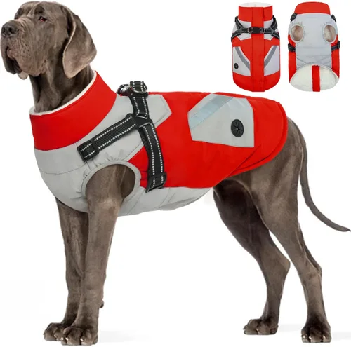 Miniatura 26 de FUAMEY Chaquetas de invierno para perros pequeños, abrigo para perros con arnés incorporado, trajes de nieve impermeables para perros, chaqueta