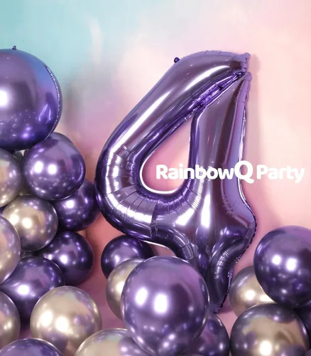Miniatura 7 de Globo de número 0 de 40 pulgadas de RainbowQ Party, grande, color púrpura, para niños o niñas, números del 0 al 9, de papel de aluminio y Mylar