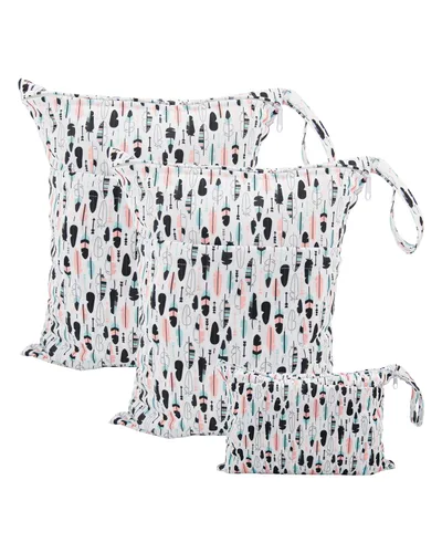 Miniatura 40 de ALVABABY 2 bolsas de pañales de tela para ropa húmeda, reutilizables con dos bolsillos con cremallera, para viajes, playa, piscina, guardería