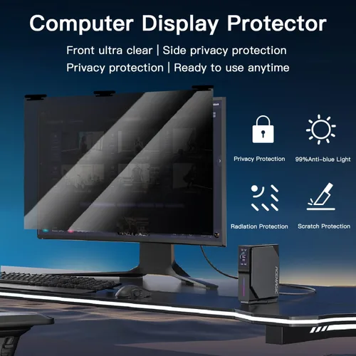 Miniatura 5 de Paquete de 2 pantallas magnéticas colgantes de privacidad para computadora de 27 pulgadas para monitor de pantalla ancha de 16:9, pantalla