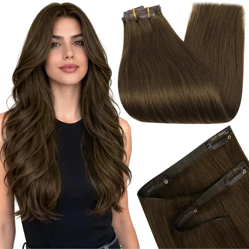 Miniatura 11 de Full Shine Invisi Edge - Extensiones de cabello con clip sin costuras, color negro azabache, cabello Remy inyectado de trama invisible para cabello