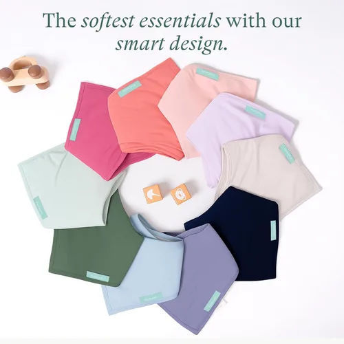 Miniatura 8 de PurComfy Baberos supersuaves, baberos de bambú de primera calidad para bebés niños y niñas, baberos ajustables a presión, paquete de 6