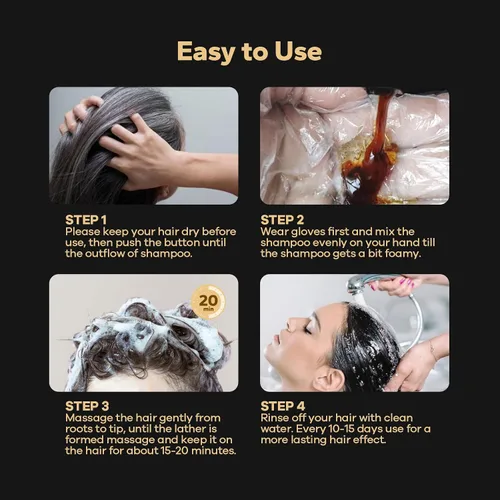 Miniatura 6 de Champú de tinte para cabello negro, champús para cabello tratado con color, champú de tinte para el cabello 3 en 1, tinte para cabello negro