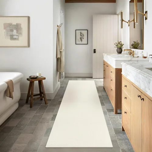 Miniatura 36 de LEEVAN Alfombras lavables para cocina de 2 x 4.3 pies, alfombras de baño negras estilo bohemio de algodón reversibles, alfombra reversible