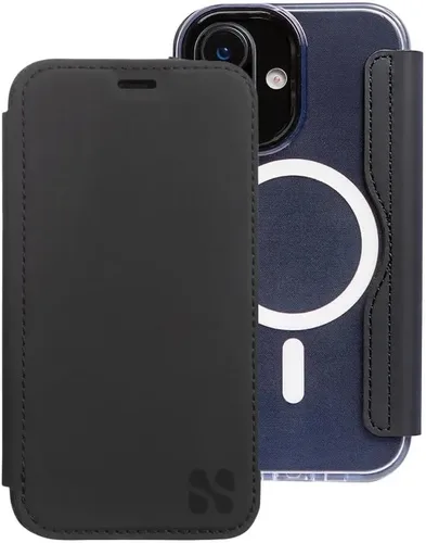 Miniatura 48 de SafeSleeve Funda de piel tipo cartera desmontable para iPhone 14 con bloqueador EMF para teléfono celular con 3 tarjeteros y soporte ajustable