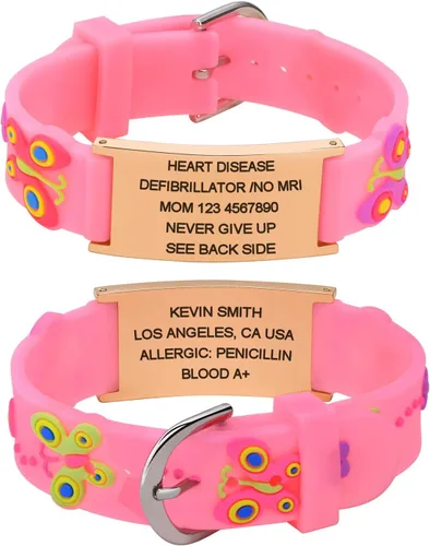 Miniatura 17 de Pulsera de Identificación Médica Personalizada para Niños - Pulsera de Identificación de Silicona Linda para Autismo Alergia Convulsiones