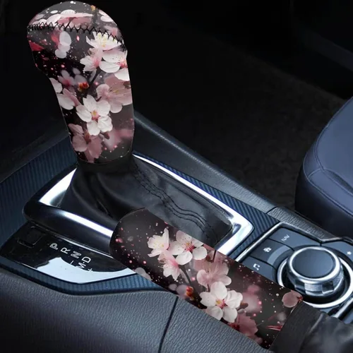Miniatura 9 de Juego de 2 piezas set de accesorios interiores para coche, para las mujeres, hombres; cubierta de palanca de cambios/freno de mano, personalizada