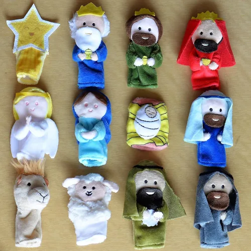 Miniatura 5 de The Nativity Christmas Story Juego de marionetas de dedo [paquete de 12] para padres y maestros para leer a los niños Incluye folleto