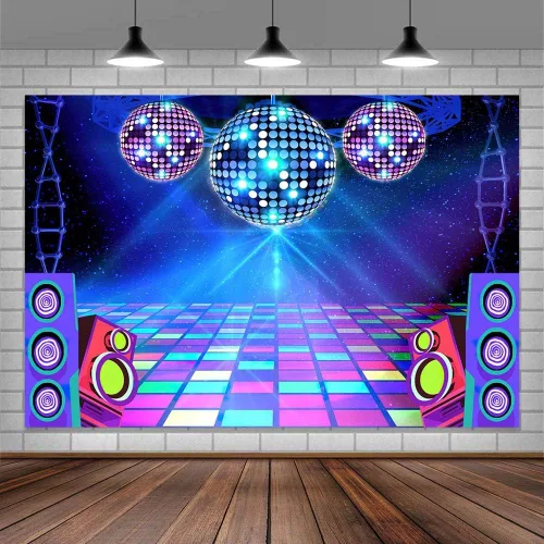 Telón de fondo de discoteca de 5 x 3 pies, retro, brillante, para fiesta de los años 70, 80, 90, escenario, escenario, danza, decoración de fiesta