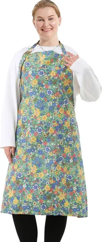 Miniatura 48 de Delantales de algodón y lino para hornear, talla grande, para mujer, con bolsillos, cocina