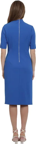 Miniatura 3 de Maggy London Vestido plisado lateral para mujer con cuello asimétrico y mangas de codo