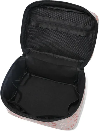 Miniatura 5 de Bolsa de maquillaje, bolsa organizadora de maquillaje de viaje con estampado de leopardo rosa, neceser para niñas, mujeres y mujeres, Leopardo 020