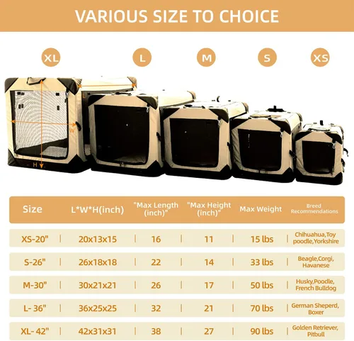 Miniatura 3 de Pettycare Jaula plegable de 26 pulgadas para perros medianos, perrera plegable suave de 4 puertas con ventanas de malla a prueba de mordidas, jaula