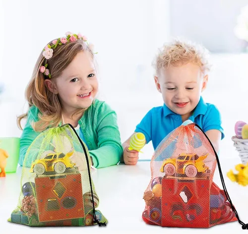 Miniatura 3 de iMucci 6 bolsas de malla de nailon con cordón, bolsa de gimnasio de 13 x 15.5 pulgadas