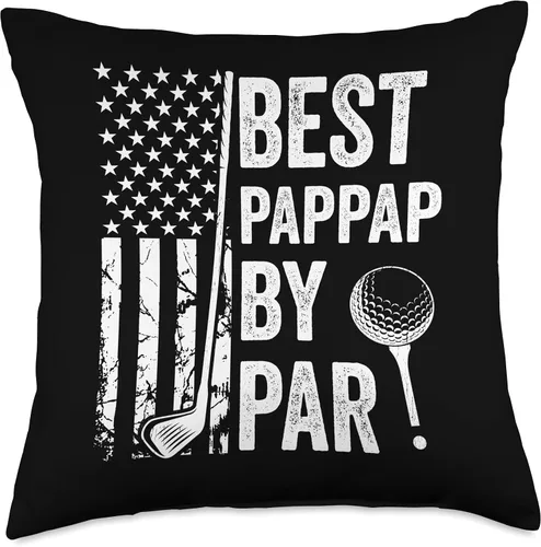 Miniatura 4 de Best Dad By Par Golfing Apparel by AlphaONE Best Pappap by Par USA Flag Father's Day Golfing Dad Throw Pillow, 16x16, Multicolor
