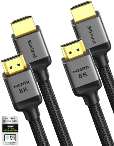 Miniatura 8 de Silkland Cable HDMI 2.1 corto de 1 pie de 10K 8K (trenzado de nylon), cable HDMI de ultra alta velocidad [8K @60Hz, 4K @240Hz 144HZ 120Hz] 48Gbps