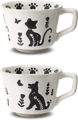 Miniatura 11 de Ceramic Coffee Mug, 11 oz Small Novelty Unique Teacup with Handle, Stoneware Cup for Tea Mocha Latte Cappuccino (Cat)