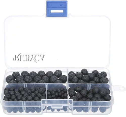 Miniatura 2 de RUBYCA Natural negro lava piedras preciosas redondas sueltas cuentas organizador caja de plástico fabricación de joyas mezcla tamaños